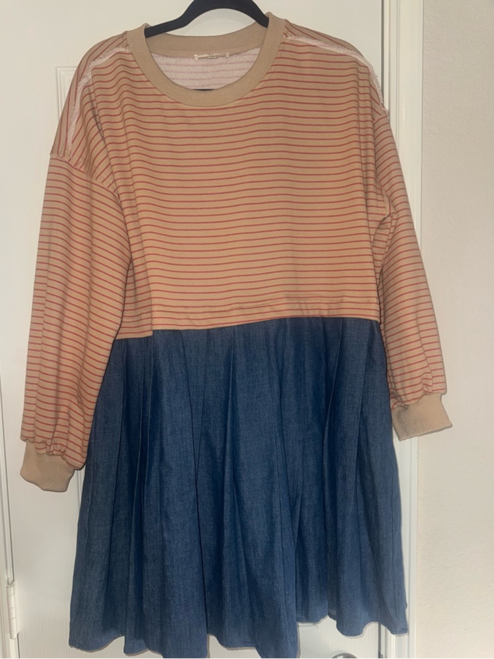Entro Striped Peach  and Denim Blue Dress